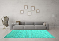 Machine Washable Abstract Turquoise Contemporary Rug, wshcon1724turq