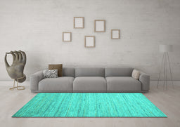 Machine Washable Abstract Turquoise Contemporary Area Rugs in a Living Room,, wshcon1724turq