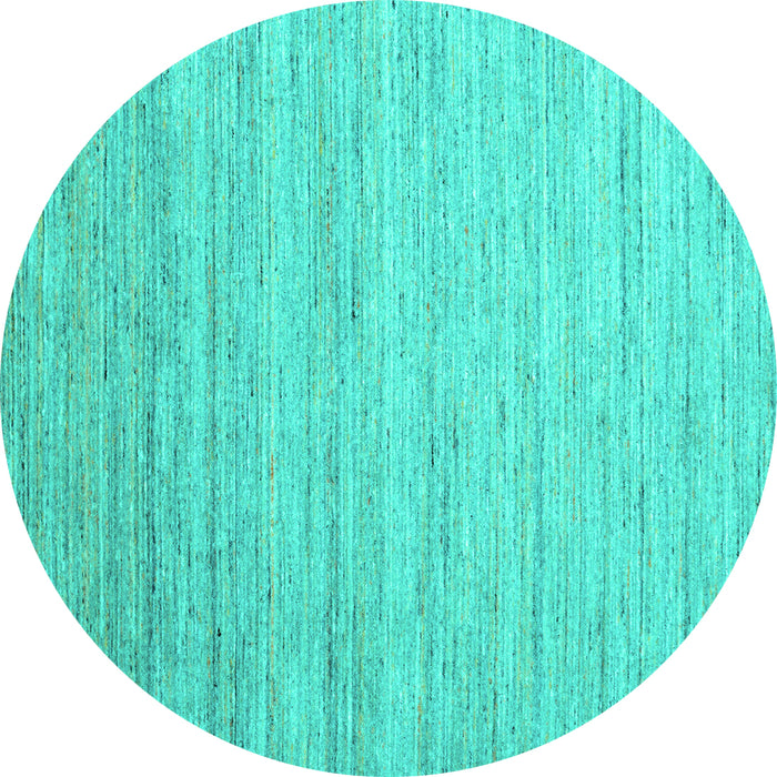 Round Machine Washable Abstract Turquoise Contemporary Area Rugs, wshcon1724turq