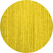 Round Machine Washable Abstract Yellow Contemporary Rug, wshcon1725yw