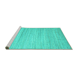Sideview of Machine Washable Abstract Turquoise Contemporary Area Rugs, wshcon1725turq