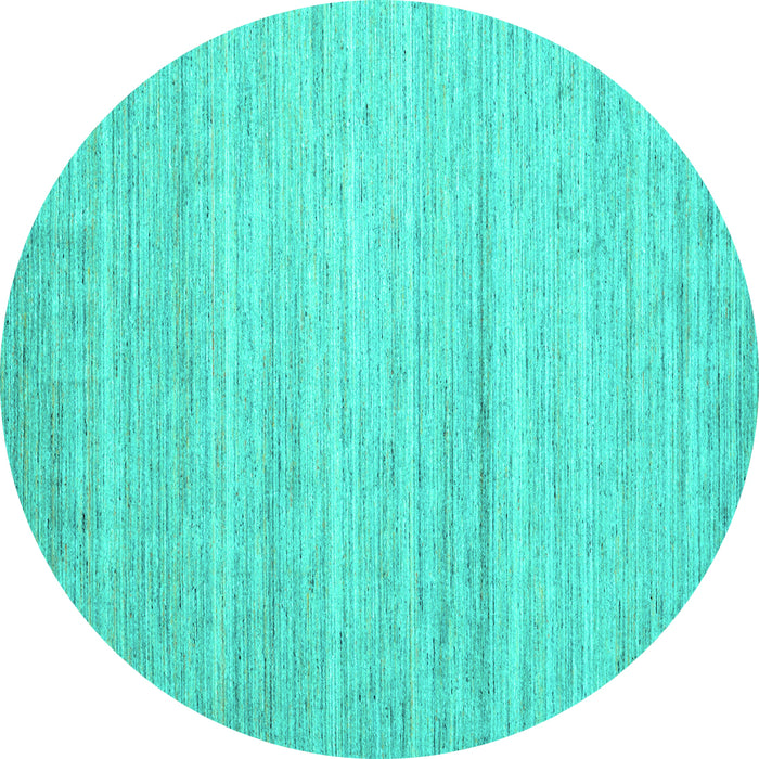 Round Machine Washable Abstract Turquoise Contemporary Area Rugs, wshcon1725turq