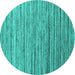 Round Machine Washable Abstract Turquoise Contemporary Area Rugs, wshcon1726turq