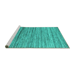 Sideview of Machine Washable Abstract Turquoise Contemporary Area Rugs, wshcon1726turq