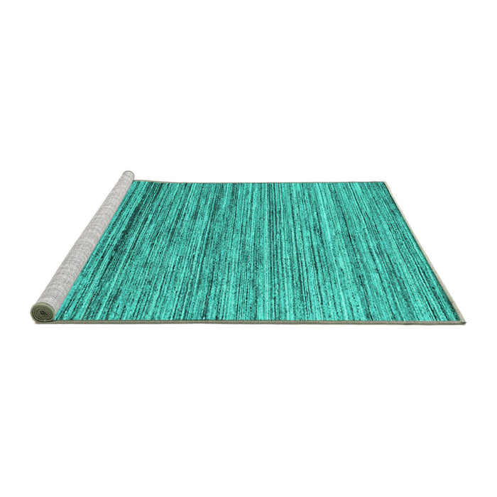 Sideview of Machine Washable Abstract Turquoise Contemporary Area Rugs, wshcon1726turq