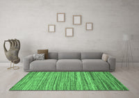 Machine Washable Abstract Emerald Green Contemporary Rug, wshcon1727emgrn