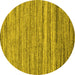 Round Machine Washable Abstract Yellow Contemporary Rug, wshcon1727yw