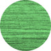 Round Machine Washable Abstract Emerald Green Contemporary Area Rugs, wshcon1727emgrn