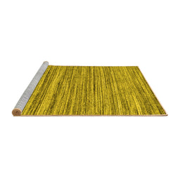 Sideview of Machine Washable Abstract Yellow Contemporary Rug, wshcon1727yw