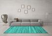 Machine Washable Abstract Turquoise Contemporary Area Rugs in a Living Room,, wshcon1727turq