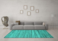 Machine Washable Abstract Turquoise Contemporary Rug, wshcon1727turq