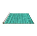 Sideview of Machine Washable Abstract Turquoise Contemporary Area Rugs, wshcon1727turq