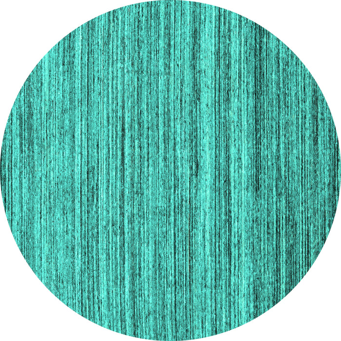 Round Abstract Turquoise Contemporary Rug, con1727turq