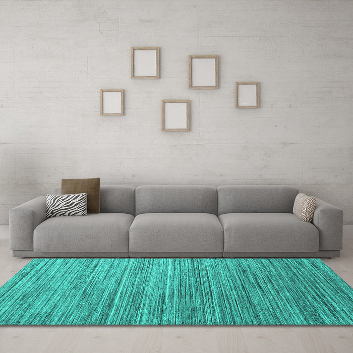 Machine Washable Abstract Turquoise Contemporary Area Rugs in a Living Room,, wshcon1728turq