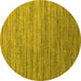 Round Abstract Yellow Contemporary Rug, con1728yw