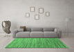 Machine Washable Abstract Emerald Green Contemporary Area Rugs in a Living Room,, wshcon1728emgrn