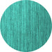 Round Abstract Turquoise Contemporary Rug, con1728turq