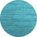 Round Abstract Light Blue Contemporary Rug, con1728lblu