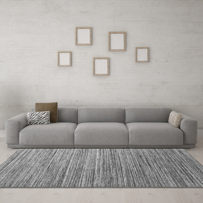 Machine Washable Abstract Gray Contemporary Rug in a Living Room,, wshcon1728gry