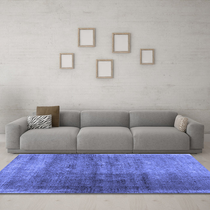 Machine Washable Abstract Blue Contemporary Rug in a Living Room, wshcon1729blu