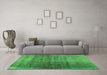 Machine Washable Abstract Emerald Green Contemporary Area Rugs in a Living Room,, wshcon1729emgrn