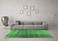 Machine Washable Abstract Emerald Green Contemporary Rug, wshcon1729emgrn