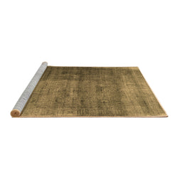 Sideview of Machine Washable Abstract Brown Contemporary Rug, wshcon1729brn