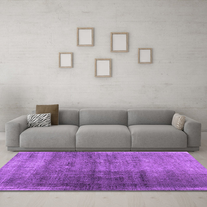 Machine Washable Abstract Purple Contemporary Area Rugs in a Living Room, wshcon1729pur