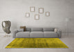 Machine Washable Abstract Yellow Contemporary Rug in a Living Room, wshcon1729yw