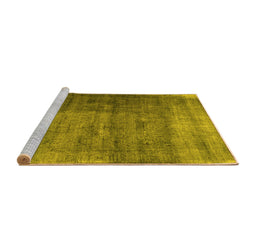 Sideview of Machine Washable Abstract Yellow Contemporary Rug, wshcon1729yw