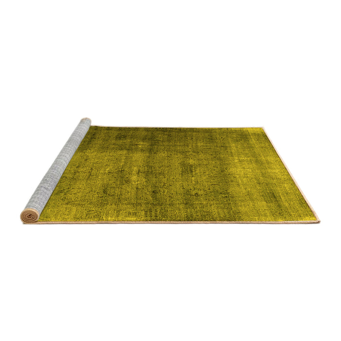 Sideview of Machine Washable Abstract Yellow Contemporary Rug, wshcon1729yw