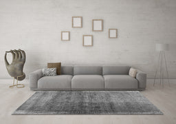 Machine Washable Abstract Gray Contemporary Rug in a Living Room,, wshcon1729gry