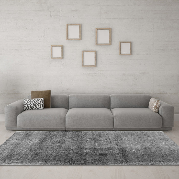 Machine Washable Abstract Gray Contemporary Rug in a Living Room,, wshcon1729gry