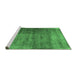 Sideview of Machine Washable Abstract Emerald Green Contemporary Area Rugs, wshcon1729emgrn