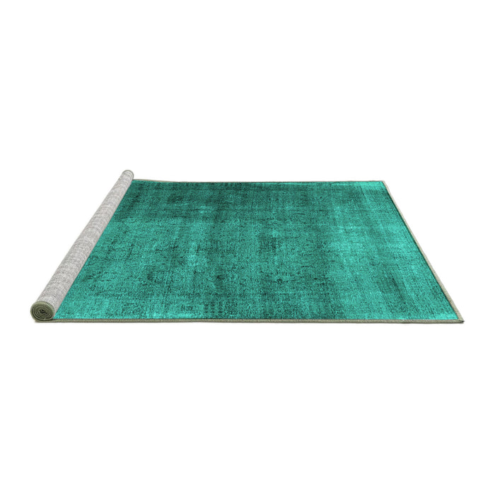 Sideview of Machine Washable Abstract Turquoise Contemporary Area Rugs, wshcon1729turq