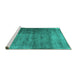 Sideview of Machine Washable Abstract Turquoise Contemporary Area Rugs, wshcon1729turq