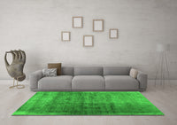 Machine Washable Abstract Green Contemporary Rug, wshcon1729grn