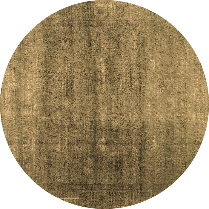 Round Abstract Brown Contemporary Rug, con1729brn