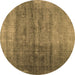 Round Abstract Brown Contemporary Rug, con1729brn