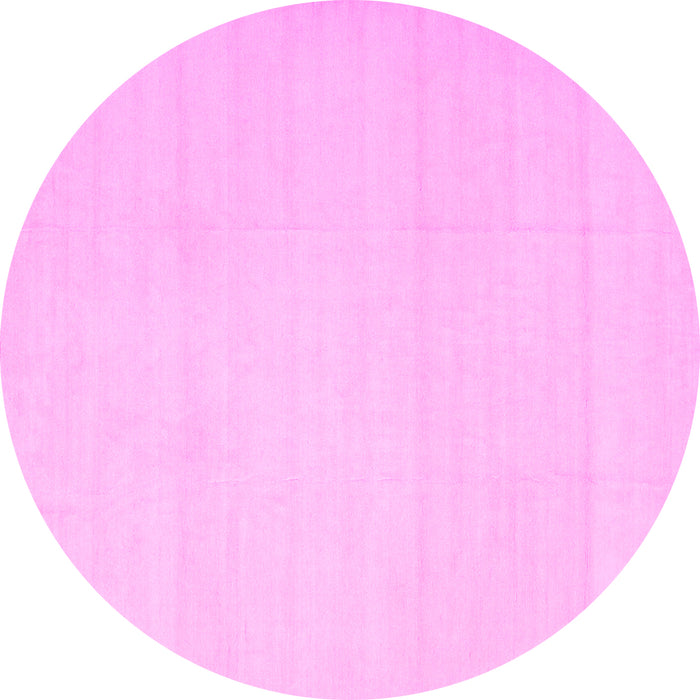 Round Machine Washable Solid Pink Modern Rug, wshcon172pnk