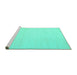 Sideview of Machine Washable Solid Turquoise Modern Area Rugs, wshcon172turq