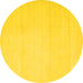 Round Machine Washable Solid Yellow Modern Rug, wshcon172yw