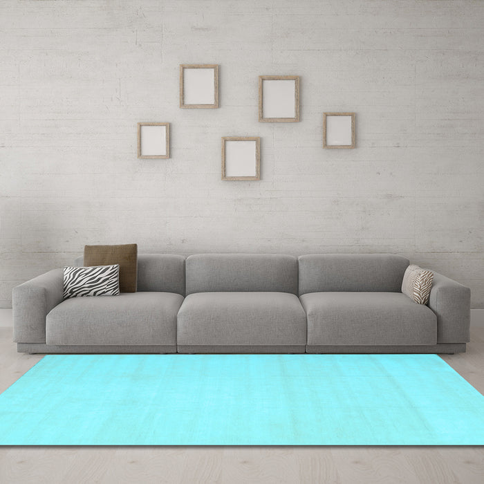 Machine Washable Solid Light Blue Modern Rug in a Living Room, wshcon172lblu