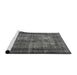 Serging Thickness of Machine Washable Contemporary Light Black Rug, wshcon1730