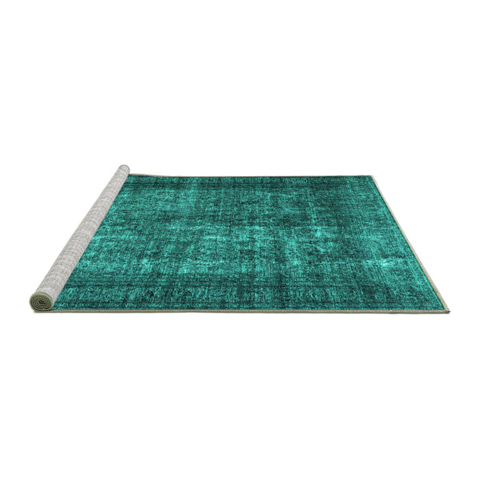 Sideview of Machine Washable Abstract Turquoise Contemporary Area Rugs, wshcon1730turq