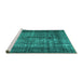 Sideview of Machine Washable Abstract Turquoise Contemporary Area Rugs, wshcon1730turq