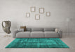 Machine Washable Abstract Turquoise Contemporary Area Rugs in a Living Room,, wshcon1730turq