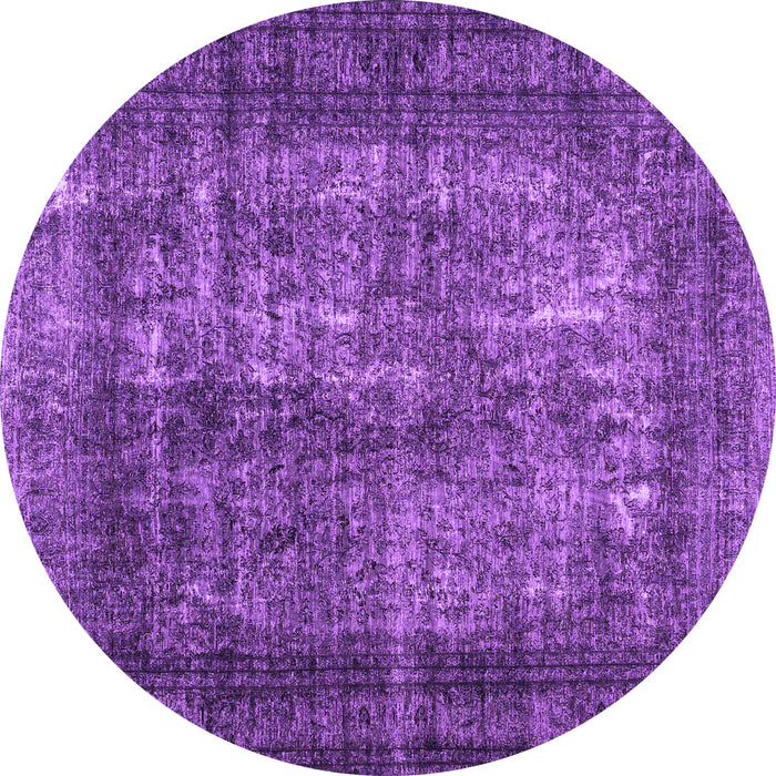 Round Abstract Purple Contemporary Rug, con1730pur