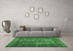 Machine Washable Abstract Emerald Green Contemporary Area Rugs in a Living Room,, wshcon1730emgrn