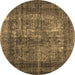 Round Abstract Brown Contemporary Rug, con1730brn